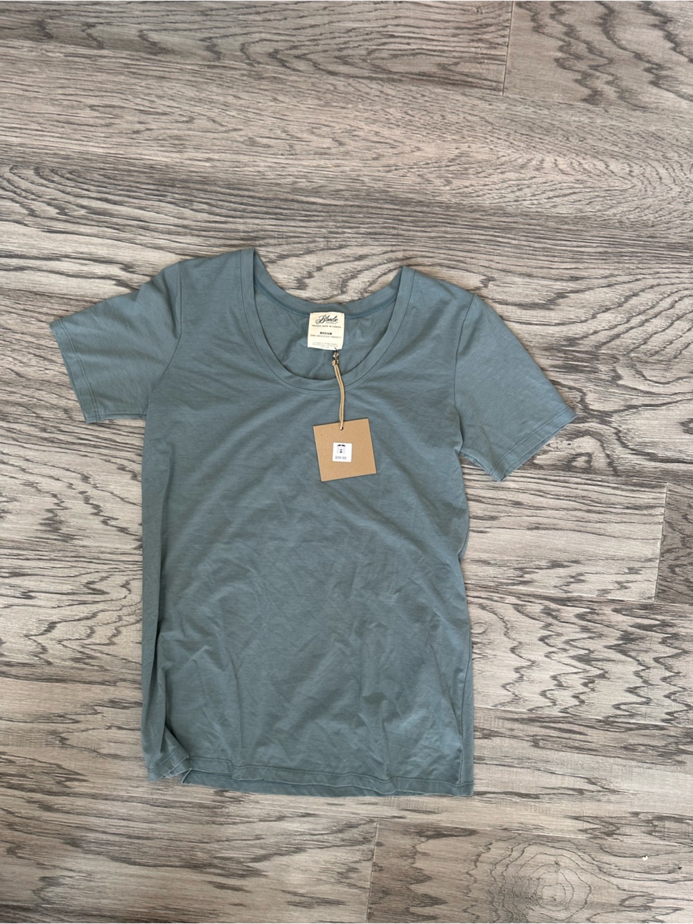 Blondie Bamboo- 
Short Sleeve Crew Tee in Sage Blue-Green